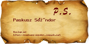 Paskusz Sándor névjegykártya